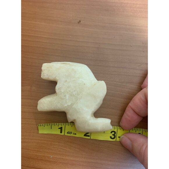 Small Carved Stone Elephant Figurine Trunk Up White - Picture 5 of 5
